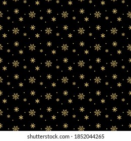 seamless gold snowflakes pattern and background vector illustration