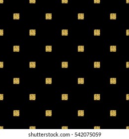 seamless gold square glitter pattern with black background