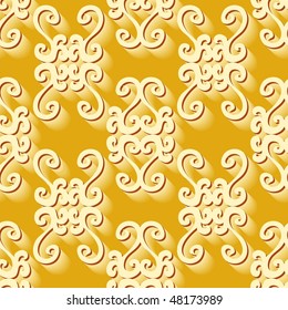 Seamless gold swirl ornament pattern