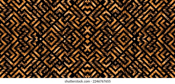 Seamless gold watercolor geometric labyrinth pattern design. vector illustration. fashion, interior, wrapping, wall arts, fabric, packaging, web, banner