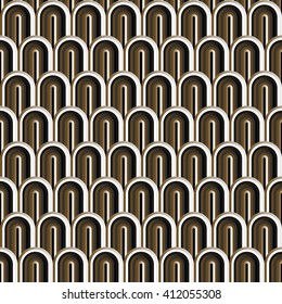 Seamless gold white and black simple art deco wave scales pattern vector