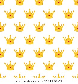 Seamless gold white crown pattern background