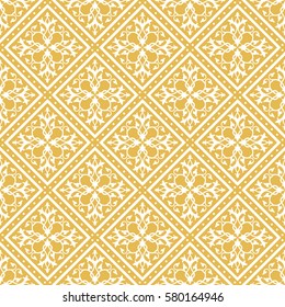 Seamless gold and white floral pattern. Inspired by old islamic ornaments