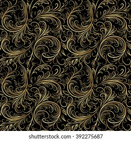 seamless golden abstract floral pattern