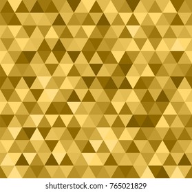 Seamless golden abstract pattern. Geometric print composed of triangles and polygons. Gold.
