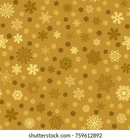 Seamless golden background with snowflakes