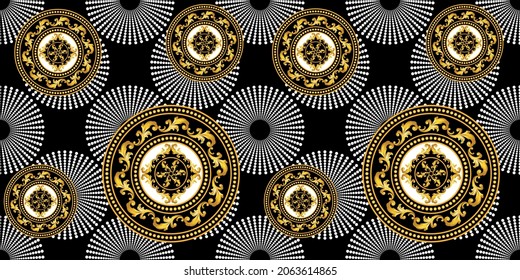 Seamless Golden Baroque with Abstract Pattern. Vector design for fashion prints and backgrounds.
