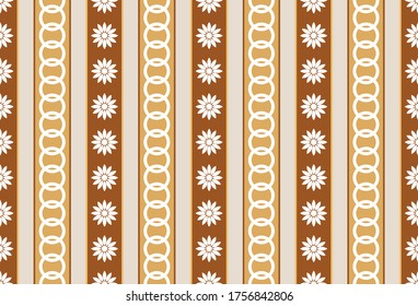 Seamless Golden Baroque Chain with Flower Pattern. Vector design for Fashion Print and Backgrounds.