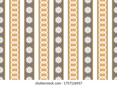 Seamless Golden Baroque Chain with Flower Pattern. Vector design for Fashion Print and Backgrounds.