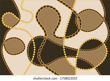 Seamless Golden Baroque Chain Pattern. Vector design for Fashion Print and Backgrounds.