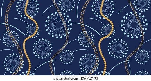 Seamless Golden Baroque Chain Pattern. Vector design for Fashion Prints and Backgrounds.