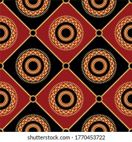 Seamless Golden Baroque Chains with Mandala Pattern.Vector design for Fashion Prints and Backgrounds.