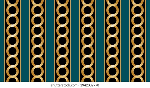Seamless golden baroque chains on a black background. EPS10 Illustration.