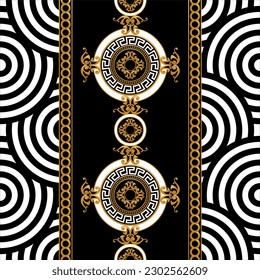 Seamless golden baroque chains pattern. Vector Illustration.