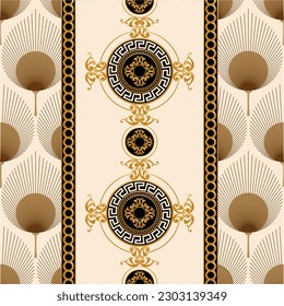 Seamless golden baroque chains pattern. Vector Illustration.