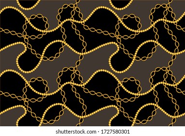 Seamless Golden Baroque Chains  Pattern.Vector design for Fashion Prints and Backgrounds.