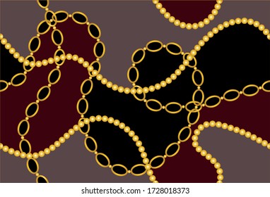 Seamless Golden Baroque Chains  Pattern.Vector design for Fashion Prints and Backgrounds.