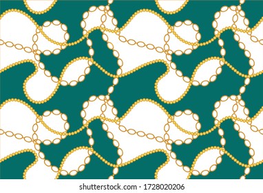 Seamless Golden Baroque Chains  Pattern.Vector design for Fashion Prints and Backgrounds.