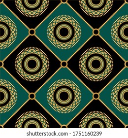 Seamless Golden Baroque Chains  Pattern.Vector design for Fashion Prints Textile Backgrounds.