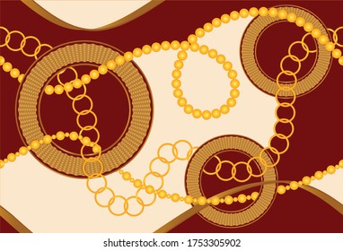 Seamless Golden Baroque Chains  Pattern.Vector design for Fashion Prints and Backgrounds.