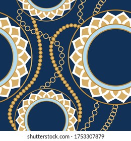 Seamless Golden Baroque Chains  Pattern.Vector design for Fashion Prints and Backgrounds.