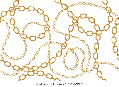Seamless Golden Baroque Chains Pattern.Vector design for Fashion Prints and Backgrounds