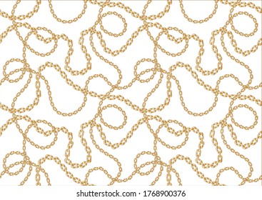 Seamless Golden Baroque Chains Pattern.Vector design for Fashion Prints and Backgrounds.