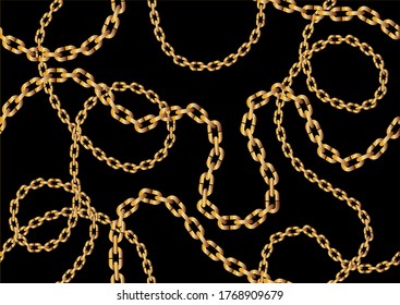 Seamless Golden Baroque Chains Pattern.Vector design for Fashion Prints and Backgrounds.