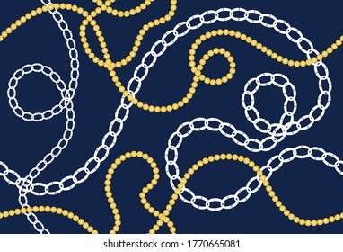 Seamless Golden Baroque Chains Pattern.Vector design for Fashion Prints and Backgrounds.