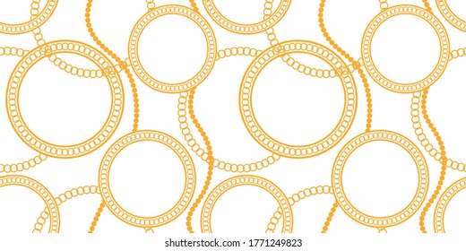 Seamless Golden Baroque Chains Pattern.Vector design for Fashion Prints and Backgrounds.