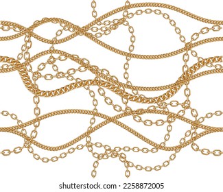 Seamless Golden Baroque Chains. Vector design for  Prints and Backgrounds