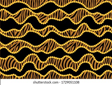 Seamless Golden Baroque Chains with Zebra Pattern.Vector design for Fashion Prints and Backgrounds.