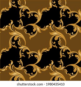 Seamless golden baroque element on a black background. EPS10 Illustration.