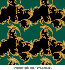 Seamless golden baroque element on a black background. EPS10 Illustration.