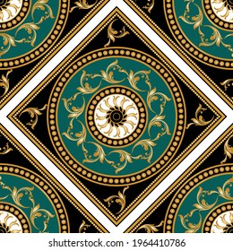 Seamless golden baroque elements on a black background. EPS10 Illustration.