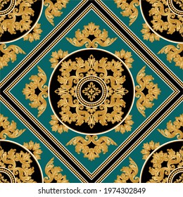 Seamless golden baroque elements on a black background.EPS10 Illustration.