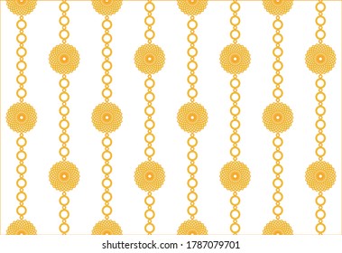 Seamless Golden Baroque Motif with Chains Pattern.Vector design for Fashion Prints and Backgrounds.