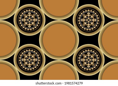 Seamless golden baroque pattern on a black background. EPS10 Illustration.