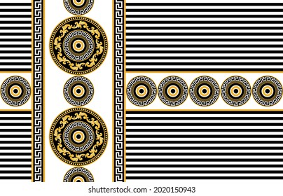 Seamless golden baroque pattern  on black. Vector Illustration.