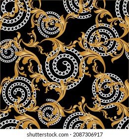 Seamless Golden Baroque Pattern. Vector design for fashion prints and backgrounds