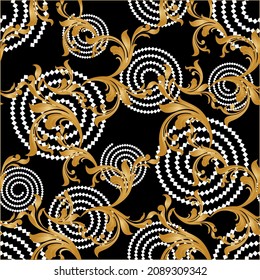 Seamless Golden Baroque Pattern. Vector design for fashion prints and backgrounds.