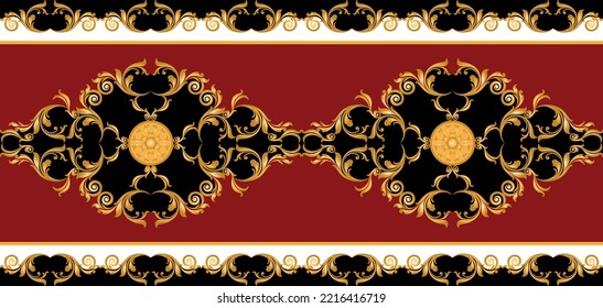 Seamless golden baroque pattern. Vector Illustration.