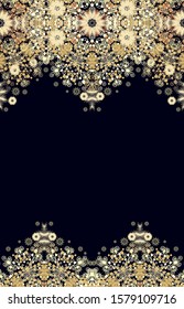 Seamless golden - beige Christmas pattern, border ornament
