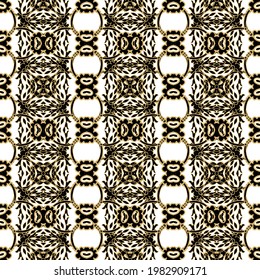 Textura ornamental negra dorada sin soldadura, trenzado patrón abstracto sobre fondo blanco