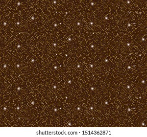 seamless golden brown confetti pattern tile with glows and sparkles for festive and celebration backgrounds, textile, fabric, wallpapers, covers, wrapping, packaging and backdrops. seamless design.