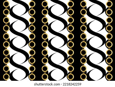 Seamless golden chain with abstract pattern. Vector Illustration.