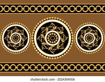 Seamless Golden Chain with Baroque Pattern. Vector design for Fashion Prints and Backgrounds.
