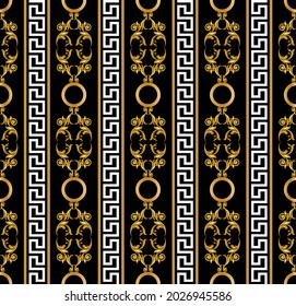 Seamless Golden Chain with Baroque Pattern. Vector design for Fashion Prints and Backgrounds.
