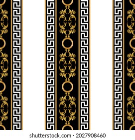 Nahtlose goldene Kette mit barockem Muster. Vektordesign für Modedrucke und Hintergründe.
