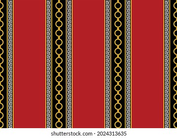 Seamless golden chain on red. Vector Illustration.